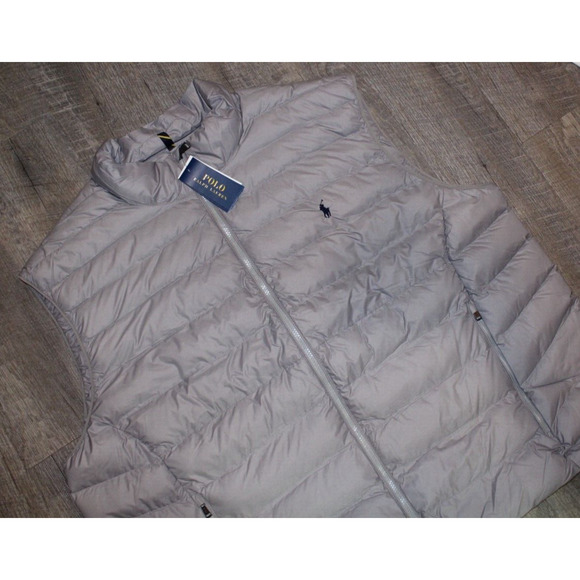 NWT Polo Ralph Lauren Men's Big Tall‎ Packable Quilted Down Vest GRAY - Picture 1 of 8